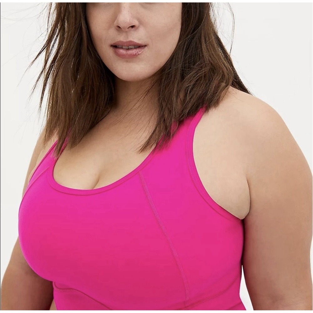 Torrid Womens Longline Wicking Sports Bra Size 2X Hot Pink Athletic Workout Gym